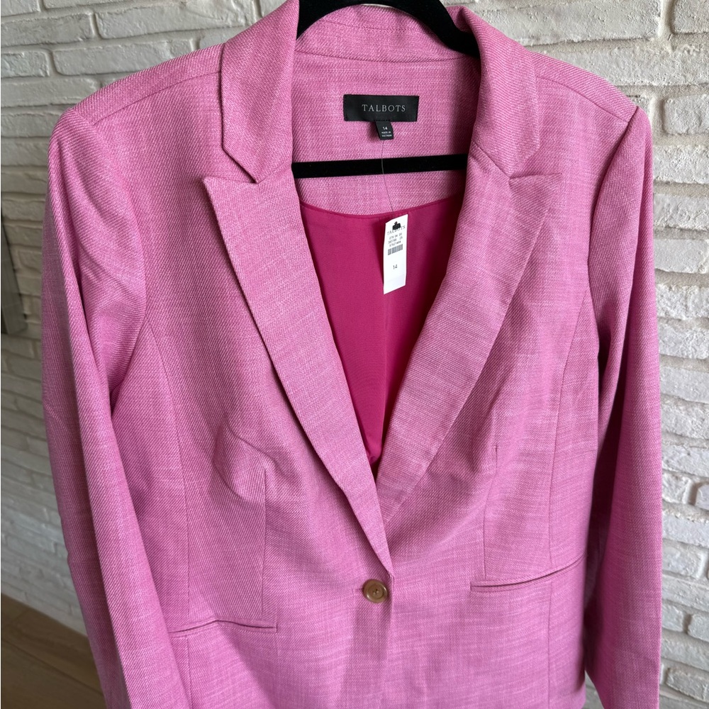 NWT- Talbots -Pink SINGLE BUTTON TWILL BLAZER - Picture 5 of 7